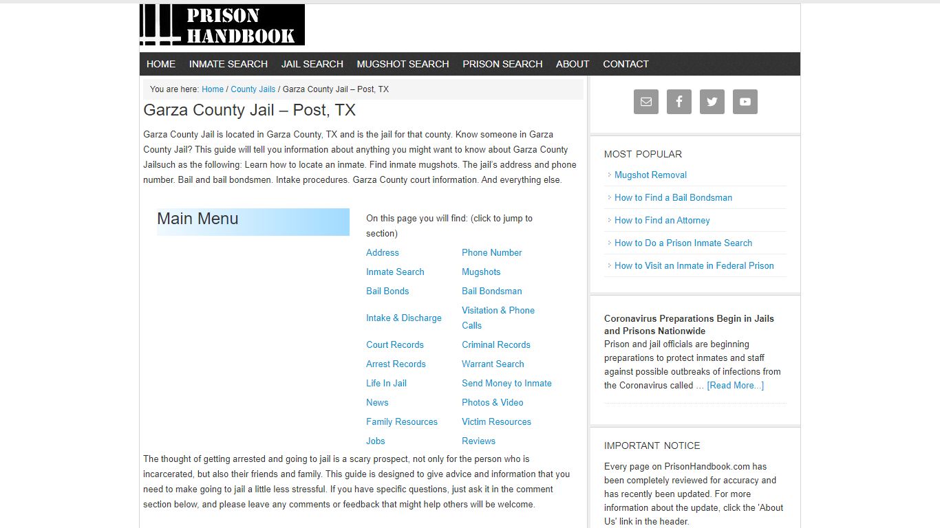 Garza County Jail – Post, TX - Prison Handbook